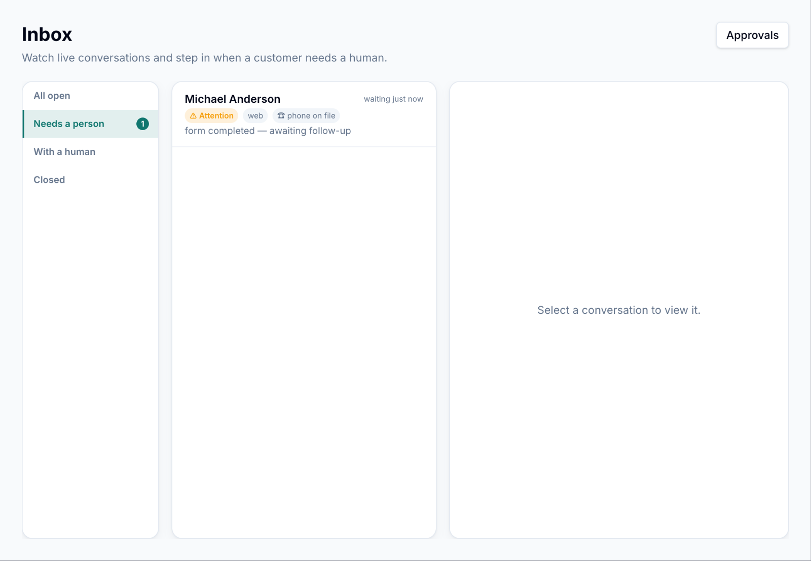 Inbox — needs a person